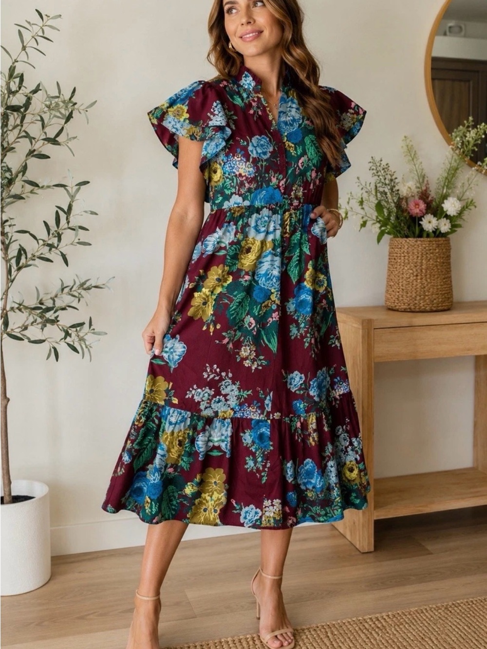 Tuckernuck NWT Floral Cotton Midi Dress Size Small